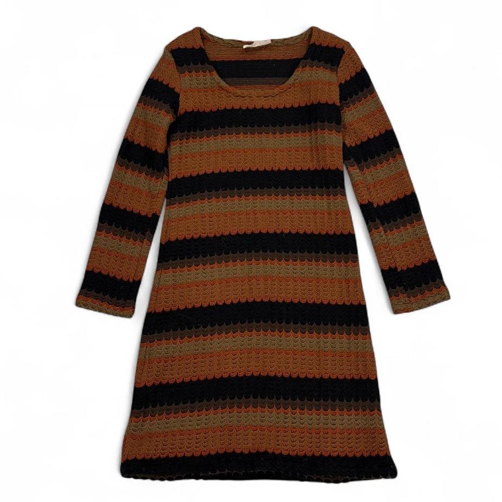 Hadmade Scallop Stitch Sweater Midi Dress